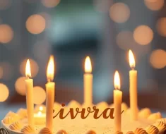 Bolo de aniversário elegante e inspirador com velas acesas e confetes dourados, em estilo Pinterest.