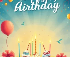 Ilustração vibrante de balões e confetes para um aniversário, simbolizando celebração e novos começos.