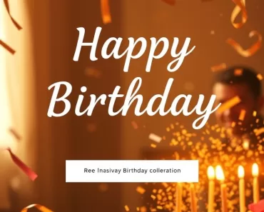 Imagem inspiradora de aniversário com luz dourada, confetes e sensação de novos começos, estilo Pinterest.