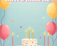 Uma ilustração inspiradora e calorosa de celebração de aniversário, com balões, confetes e um bolo, em tons pastel suaves. O foco é a alegria e a esperança de um novo ciclo.