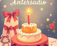 Uma imagem inspiradora de celebração de aniversário com balões coloridos, confetes e um bolo festivo, em tons suaves e iluminados, perfeita para o Pinterest.
