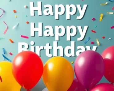 Uma imagem inspiradora e festiva com balões coloridos e confetes em um fundo vibrante, simbolizando alegria, renovação e celebração de aniversário. Perfeita para posts de redes sociais.